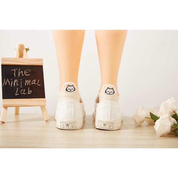 Cat Lover Gift Set Premium No Show High Ankle Cotton Socks Cute Cat Embroidery - Picture 4 of 12